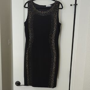 Calvin Klein Black Dress with Gold Accents